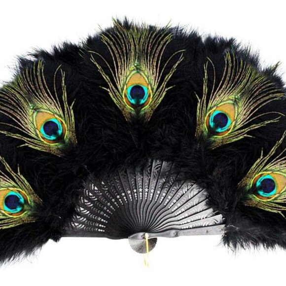 Vintage Style Marabou Feather Hand Fan - Picture 5 of 6
